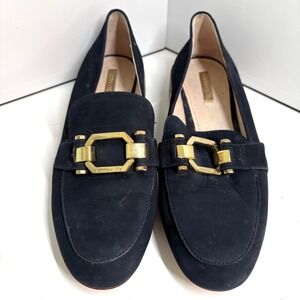 Louise et Cie Women's‎ Black Suede Boise Gold Buckle Loafers in Size 8.5